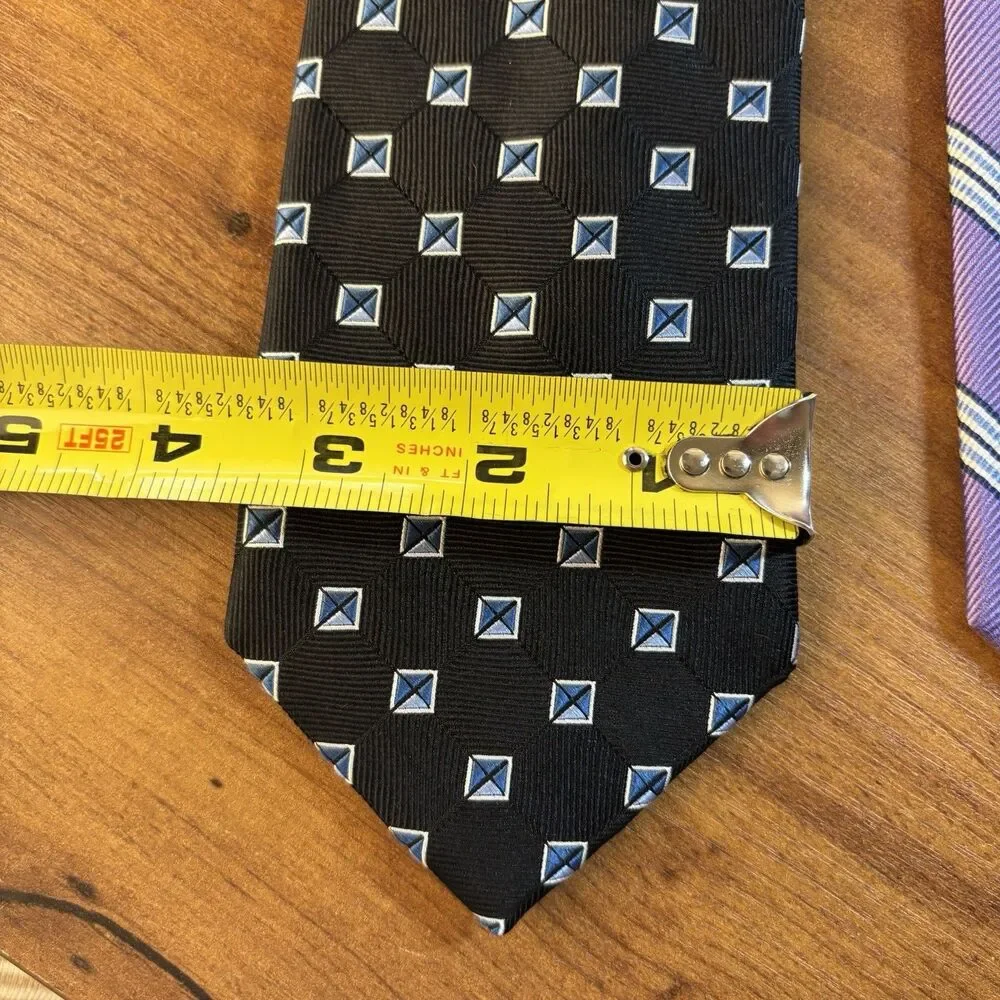 Jos A Bank Executive Collection Silk Necktie Lot 3 Black Geometric Purple Orange